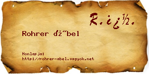 Rohrer Ábel névjegykártya